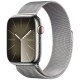 Apple Watch Series 9 41mm GPS + LTE, Silver Stainless Steel Case with Silver Milanese Loop (MRJ43)