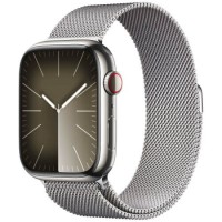 Apple Watch Series 9 45mm GPS + LTE, Silver Stainless Steel Case with Silver Milanese Loop (MRMQ3)