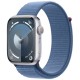 Apple Watch Series 9 GPS 45mm Silver Aluminum Case with Winter Blue Sport Loop (MR9F3)