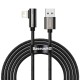 Кабель USB AM-Lightning M, 2 м, 2.4A, 90° Чорний, Legend Series Elbow CALCS Baseus