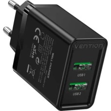 Зарядний пристрій 2xUSB 36W (USB-Ax2) QC3.0 чорний Vention