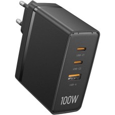 Зарядний пристрій 3xUSB 100W GaN (2хUSB-C+USB-A) чорний Vention