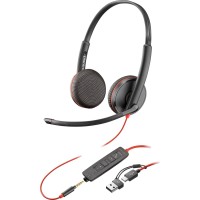 Гарнітура Poly BlackWire C3225 USB-C HS Stereo +3.5mm Plug +USB-C/A Adapter (Bulk)