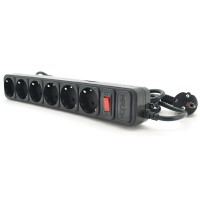 Power filtr 4,5м MERLION B645, 6 розеток, 220В, 10А, чорний