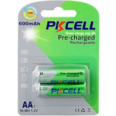 Акумулятор AA 600mAh, 1.2V Ni-MH, RTU rechargeable battery, PKCELL, 2pcs/card