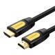 Кабель HDMI M - M, 3.0 м, V2.0 Round Cable 4K, HD101 UGREEN Чорний+Жовтий