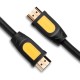 Кабель HDMI M - M, 3.0 м, V2.0 Round Cable 4K, HD101 UGREEN Чорний+Жовтий