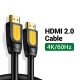 Кабель HDMI M - M, 3.0 м, V2.0 Round Cable 4K, HD101 UGREEN Чорний+Жовтий