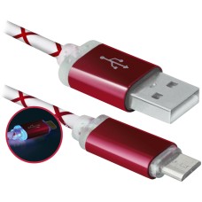 Кабель USB AM-micro BM, 1.0 м, червоний, 08-03LT Defender