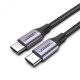 Кабель USB 2.0 Type-C M-M, 2 м, (18W) Чорний, Round Cable Nickel Plating Aluminum Shell US261 UGREEN