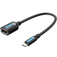 Перехідник USB 2.0 Micro BM --> USB AF (OTG) 0.15 м,  Black PVC Vention