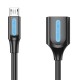 Перехідник USB 2.0 Micro BM --> USB AF (OTG) 0.15 м,  Black PVC Vention