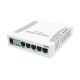 Комутатор Mikrotik RB260GS, 5-port Gigabit smart switch with SFP cage, SwOS, plastic case, PSU