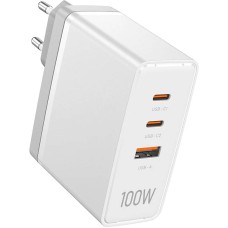 Зарядний пристрій 3xUSB 100W GaN (2хUSB-C+USB-A) білий Vention