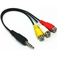 Кабель аудіо/відео Jack 3.5mm M -> 3 x RCA F 0.15 м