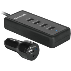 Автозарядка 5xUSB 46W (1 + 4 USB док станція) Defender ACA-02 9.2A