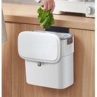 Кухонное навесное мусорное ведро Yiwei Hanging Kitchen Bin, 9 л, с крышкой и подвесным креплением, белый, товары для дома