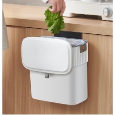 Кухонное навесное мусорное ведро Yiwei Hanging Kitchen Bin, 9 л, с крышкой и подвесным креплением, белый, товары для дома