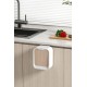 Кухонное навесное мусорное ведро Yiwei Hanging Kitchen Bin, 7 л, с крышкой и подвесным креплением, белый со светло-деревянной вставкой, товары для дома