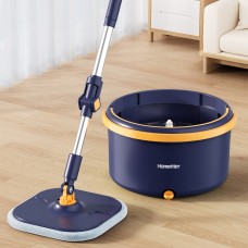 Швабра с отжимом и ведром Homettler CW001-blue, 2 мопа, ведро 34,5х34,5х20 см, синий, товары для дома