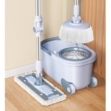 Швабра з віджимом та відром Homettler Magician Plus Spin Mop 2-в-1: плоска і кругла насадка для швабри з колесиками і ручками, товари для дому