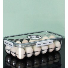 Контейнер для яиц Idea Egg Holder на 18 яиц, 32,5х17,5х8 см (с таймером свежести и двойным дном для слива), серый, товары для дома