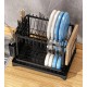 Сушилка для посуды Joybos BK818 Drying Rack, сушка двухъярусная, из нержавеющей стали, 42*32,5*30 см, черная, товары для дома