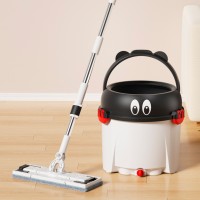 Швабра с отжимом и ведром Homettler CM003 Panda, 2 мопа, ведро 32х32х35см, белый, товары для дома