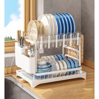 Сушилка для посуды Joybos WT818 Drying Rack, сушка двухъярусная, из нержавеющей стали, 42*32,5*30 см, белая, товары для дома