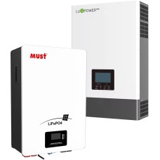 Комплект резервного живлення LUXPOWER SNA5000 WPV, 48 В, 5000 Вт, 110 А, 2 МРРТ + Акумулятор Must LP16-48100, LiFePO4, 51.2V 100AH, 100A (5120 W*h)