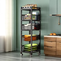 Органайзер металевий для дому DoneWell DW90124-5 Metal Shelf, полиця з висувними ящиками, 4 ящиків, 5 ярусів, 103,5*35*25 см, чорний, товари для дому