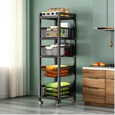 Органайзер металлический для дома DoneWell DW90124-5 Metal Shelf, полка с выдвижными ящиками, 4 ящика, 5 ярусов, 103,5*35*25 см, черный, товары для дома