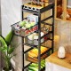 Органайзер металлический для дома DoneWell DW90124-5 Metal Shelf, полка с выдвижными ящиками, 4 ящика, 5 ярусов, 103,5*35*25 см, черный, товары для дома