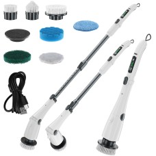 Електрична щітка для прибирання Super Electric CLE Cleaning Brush, набір 8 в 1, біла, товари для дому