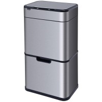 Сенсорне відро для сортування сміття 50 л (12л+12л+13л+13л) Yiwei Sensor Sortable Trash Bin-50, нержавіюча сталь, срібний, товари для дому