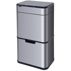 Сенсорне відро для сортування сміття 50 л (12л+12л+13л+13л) Yiwei Sensor Sortable Trash Bin-50, нержавіюча сталь, срібний, товари для дому