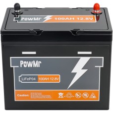 Акумулятор PowMr POW-100AH-12.8V-MINI, 12,8V/100Ah, 1280W*h, 100A (26x17x21 см, LiFePO4, для будинку, котла, сонячних батарей)