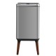 Сенсорное мусорное ведро 25 л Yiwei Sensor Trash Bin with Legs-25 с деревянными ножками, фиксация пакета, нержавеющая сталь, серебряный, товары для дома