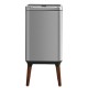 Сенсорное мусорное ведро 16 л Yiwei Sensor Trash Bin with Legs-16 с деревянными ножками, фиксация пакета, нержавеющая сталь, серебряный, товары для дома