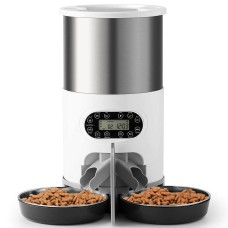 Автоматическая кормушка Petwant Automatic Pet Feeder 4,5 л, двойная, с записью голоса, смарт кормушка с автоматическим дозатором, для животных