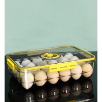 Контейнер для яиц Idea Egg Holder на 24 яйца, 32,5х22,5х9 см (с таймером свежести и двойным дном для слива), желтый, товары для дома