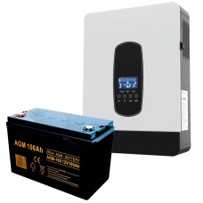 Комплект резервного живлення ДБЖ/UPS  Anenji ANJ-SP-2200-12V, 12В + акумулятор Volt Polska AGM 112V/100AH, 1800 Вт, 1200 Вт/год, AGM кислотно-лужні