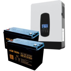 Комплект резервного живлення ДБЖ/UPS Anenji ANJ-SP-3200-24V + 2x Акумулятор Volt Polska AGM 12V/100AH, 3000 Вт, 1200 Вт/год, VRLA (кислотно-лужні)