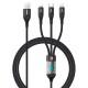 Кабель Remax RC-C090 3 in 1 USB-A to Type-C, Lightning, USB-micro 100W Elastic Light, 1,2 м, чорний