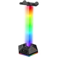 Підставка для гарнітури XTRIKE ME RGB 2xUSB2.0 HUB, USB кабель 1,9м, вlack