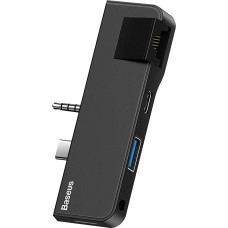 Док-станція USB3.1 Type-C+3.5mm --> USB 3.0/RJ45/Type-C/3.5mm Чорна Baseus for Surface Go