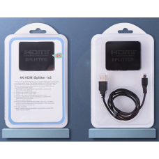 Відеорозгалужувач 2xHDMI, Splitter HDMI на 2 монітори, активний, v1.4a, 3D, 4K, чорний