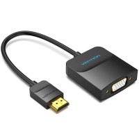 Перехідник HDMI M -> VGA F, 1080P 60Hz, 3,5мм Audio, кабель 0,15м Vention