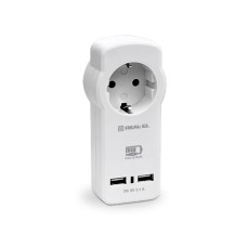 Мережевий зарядний пристрій з розеткою REAL-EL CS-30 (2USB, 3.1A) White