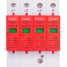 Обмежувач імпульсних перенапруг CNC YCS6-B 4P 30-60KA 385V